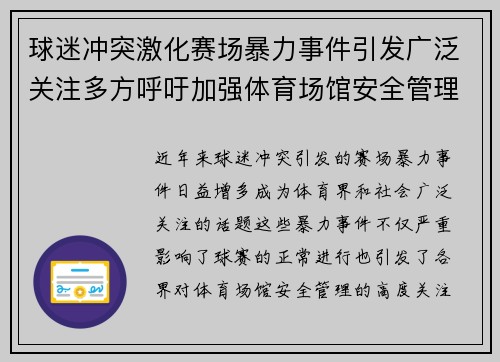 球迷冲突激化赛场暴力事件引发广泛关注多方呼吁加强体育场馆安全管理